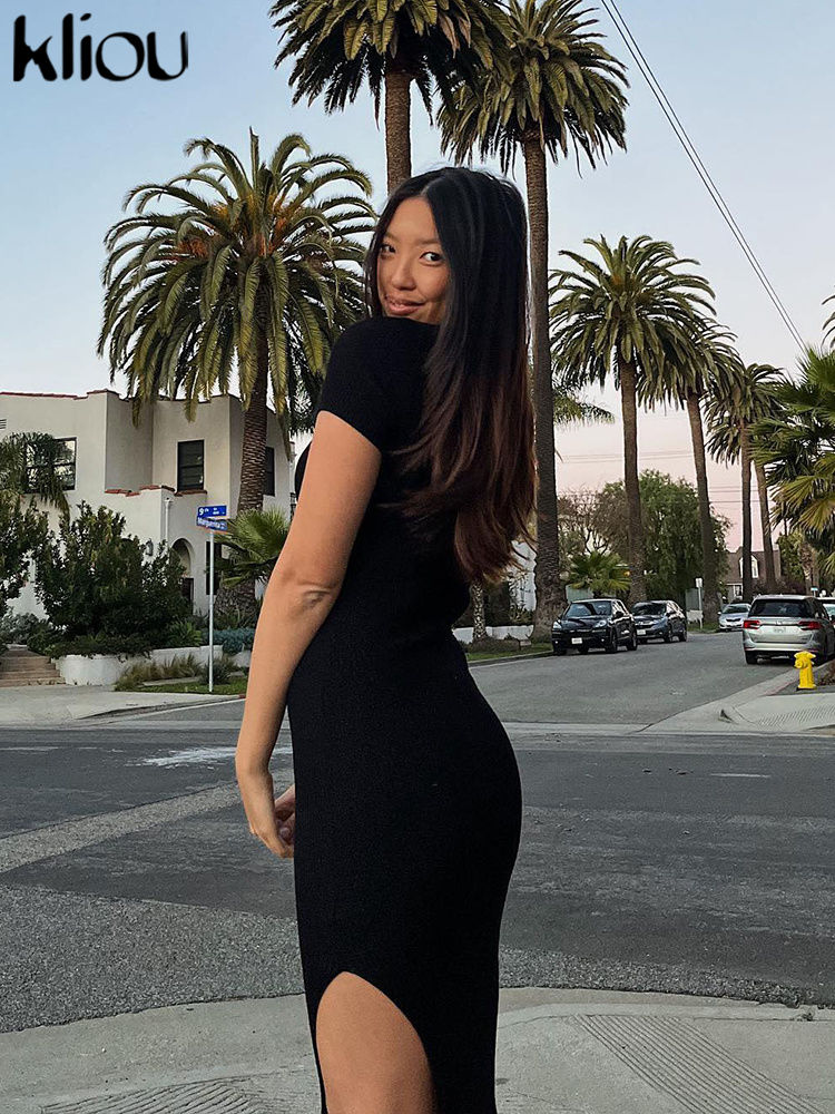 Thumbnail: Elegant Office Maxi Dress Women Solid Fashion Turn-down Collar Short Sleeve But