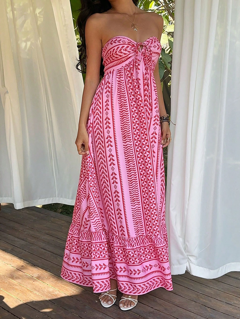 Thumbnail: Sunnyshic Women's Pink Halter Tie Dress, Fashionable Elegant Romantic Bohemian 