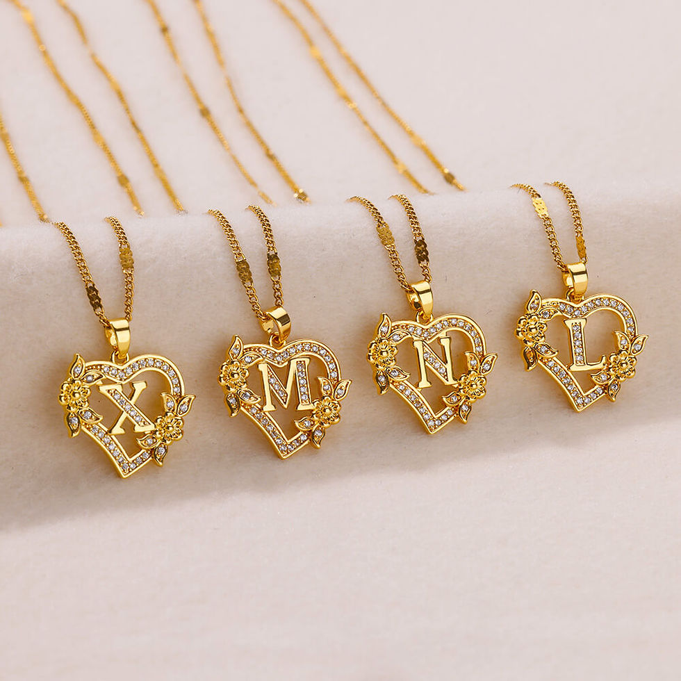 Thumbnail: Heart Initial Letter Necklaces For Women Gold Color Stainless Steel Chain A-Z