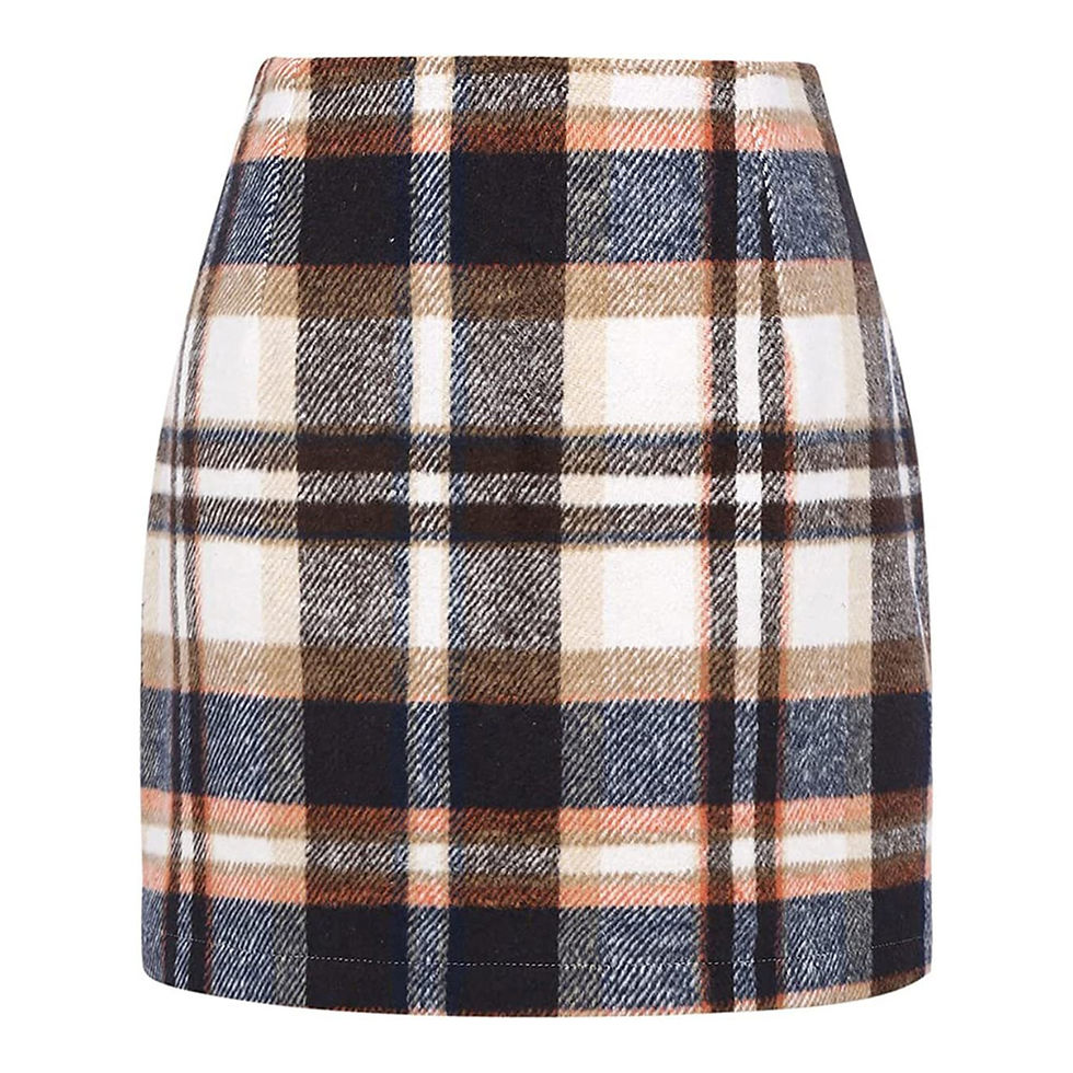 Thumbnail: Plaid Half Length Skirt Women A-Line Solid Color High Waist Mini Tight Skirt