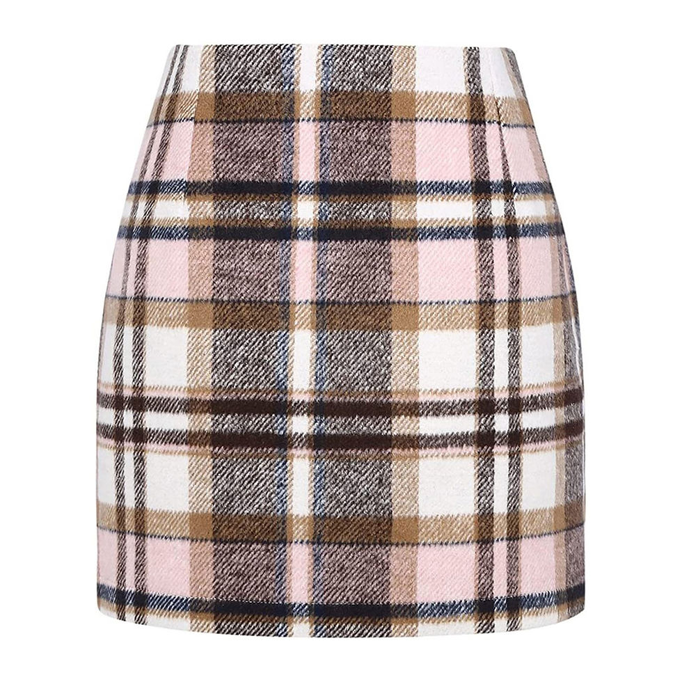 Thumbnail: Plaid Half Length Skirt Women A-Line Solid Color High Waist Mini Tight Skirt