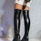 Thumbnail: Platform Heel Women Pumps Stretch Knee-high Boots Trend Thigh High Black Gothic