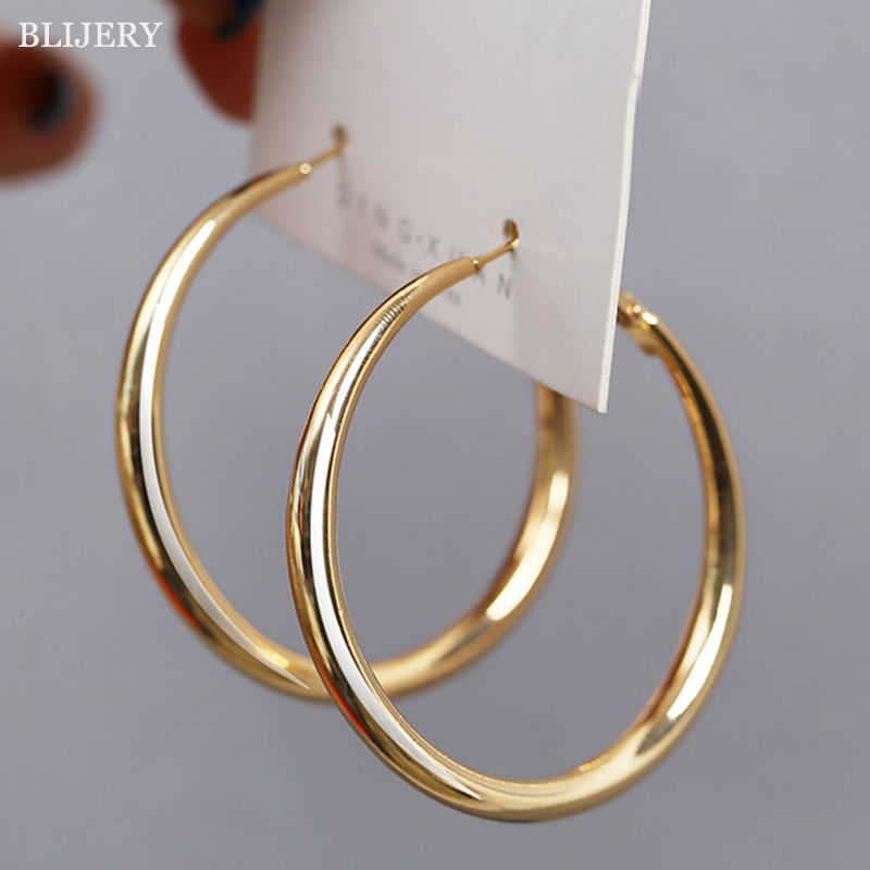 Punk Fashion Solid Metal Big Hoop Earrings for Women Statement Jewelry