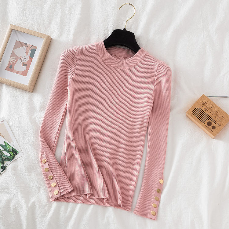 Thumbnail:  Women Thick Sweater Pullovers Casual Autumn Winter Button o-Neck Chic Sweater 