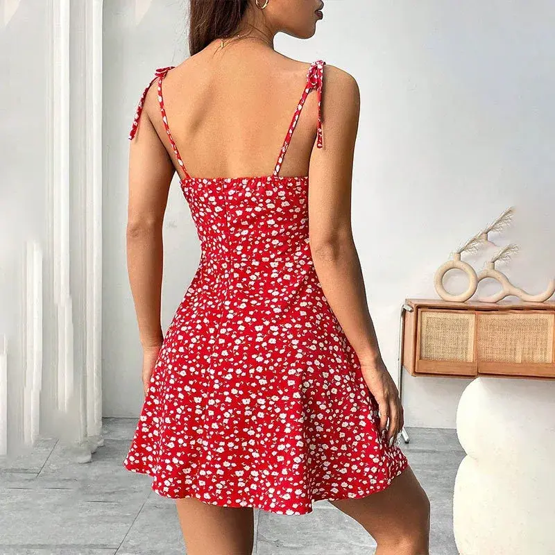 Thumbnail: Women's Summer Floral Spaghetti Strap Beach Short Dress Sundress