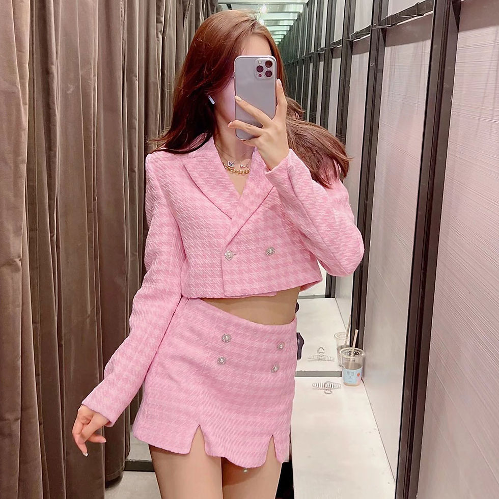 Thumbnail:  Tweed Set 2 Piece Chic Blazer Women Suit Shorts Sets 