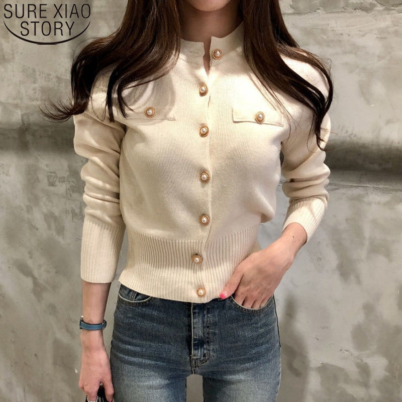 Autumn Long Sleeve Fashion Women Cardigans Sweater Knitted Coat Short Casual