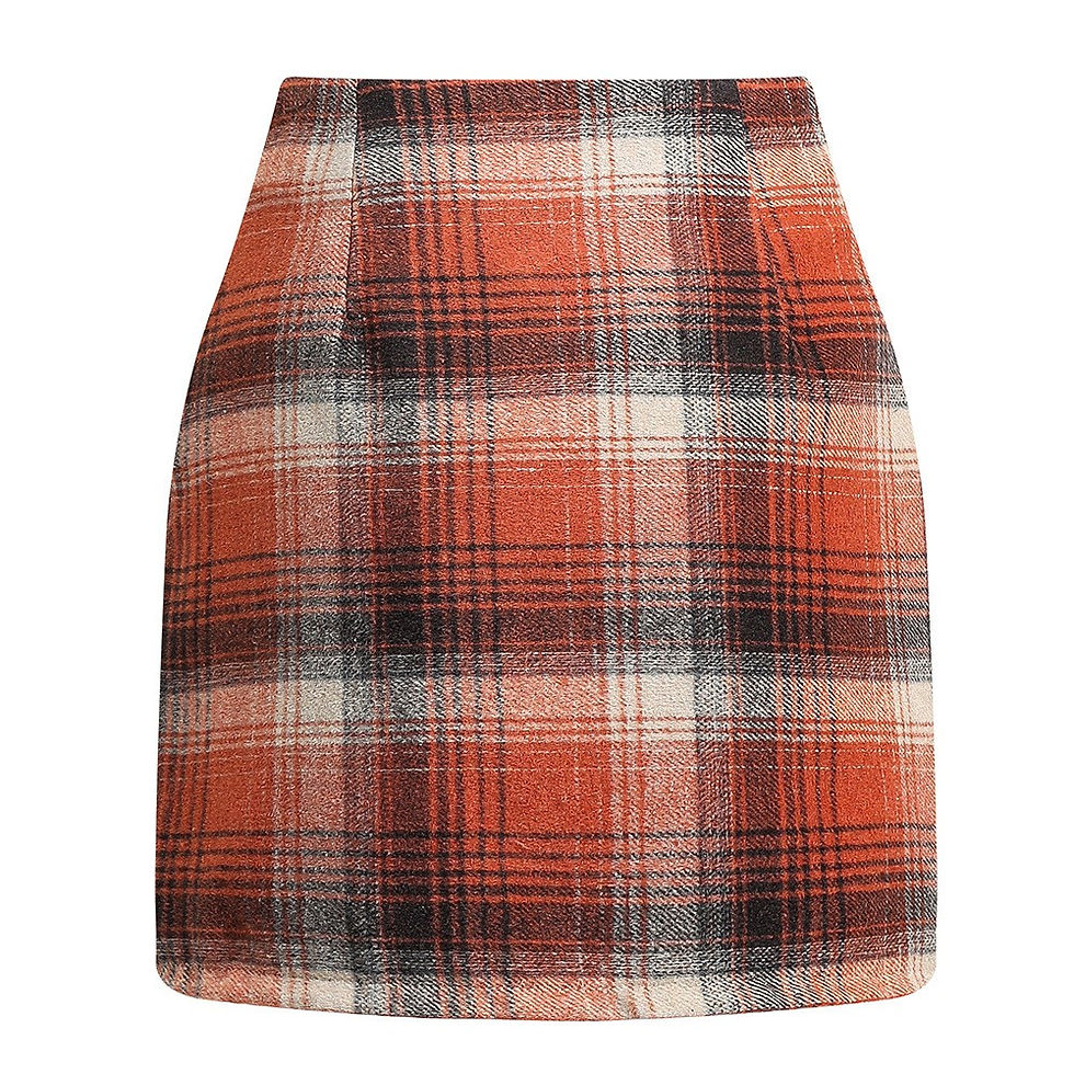 Thumbnail: Plaid Half Length Skirt Women A-Line Solid Color High Waist Mini Tight Skirt