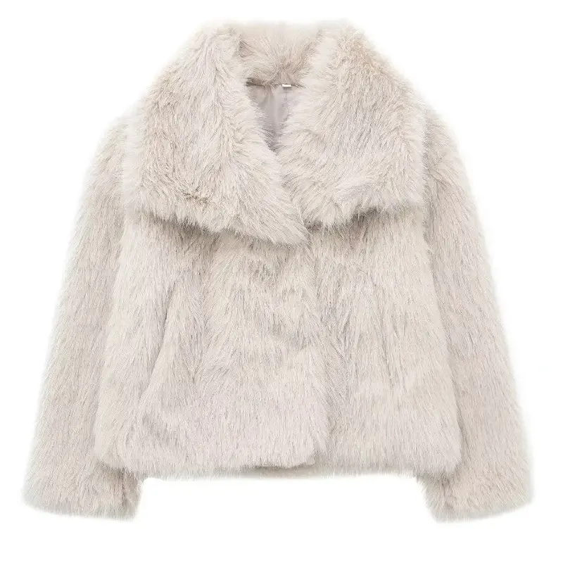 Thumbnail: Woman Outerwear Cropped Faux Fur Coat AutumnFluffy Plush Jacket Warm Winter