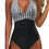 Thumbnail: Wrinkled Halter V Neck One Piece Swimsuit Women Swimwear Monokini Backless