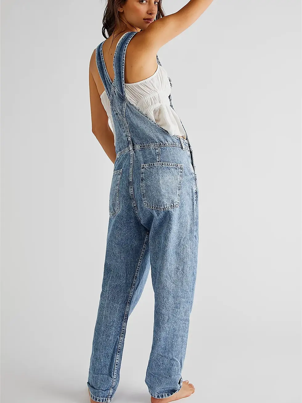 Thumbnail: Fashion Denim Overalls for Women Loose Fit Classic Bib Casual Jean Stretchy Den
