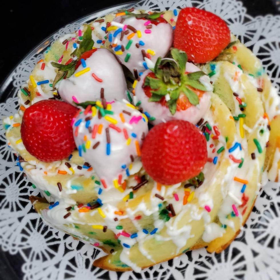 Thumbnail: Confetti  Cake with Chocolate  Covered  Strawberries 
