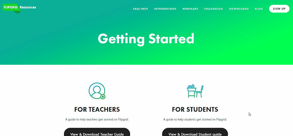 Animation of the Flipgrid Resources information page