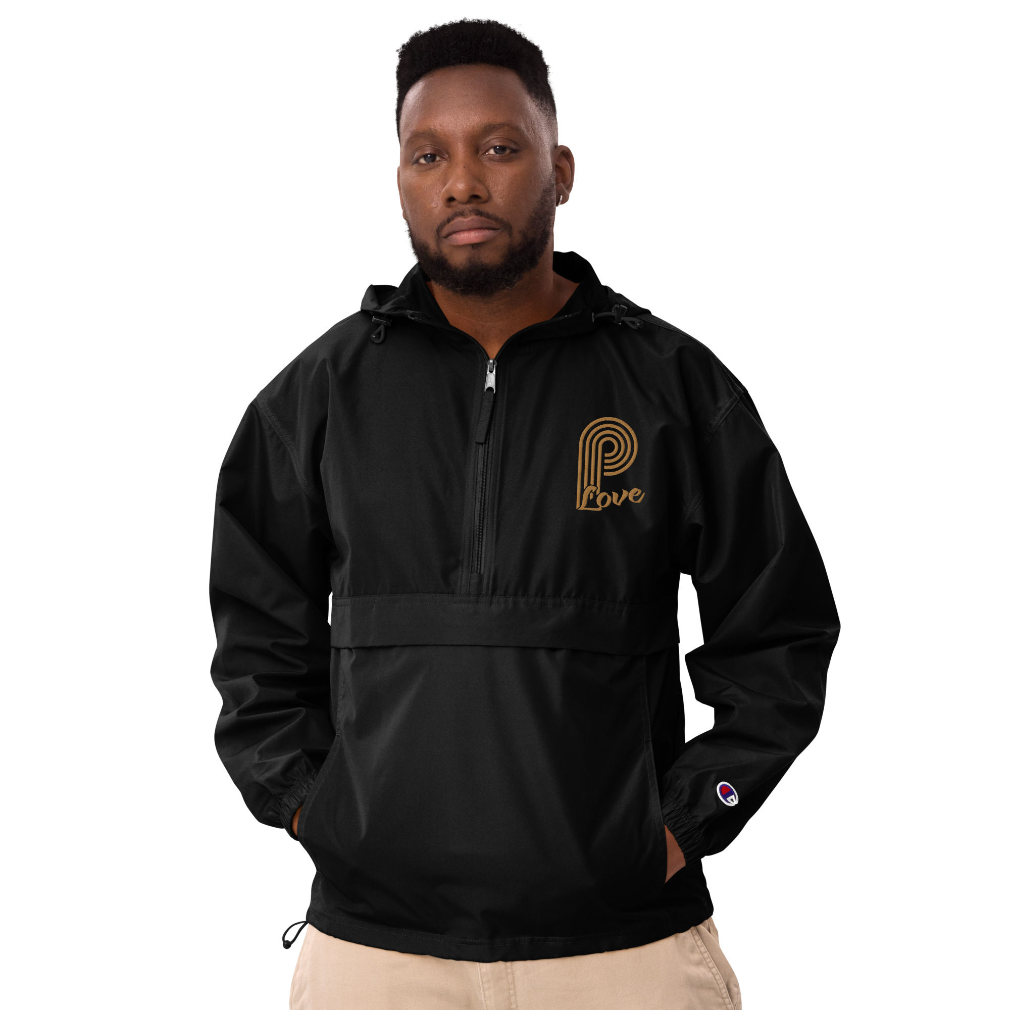 P-Love (Gold) Embroidered Champion Packable Jacket