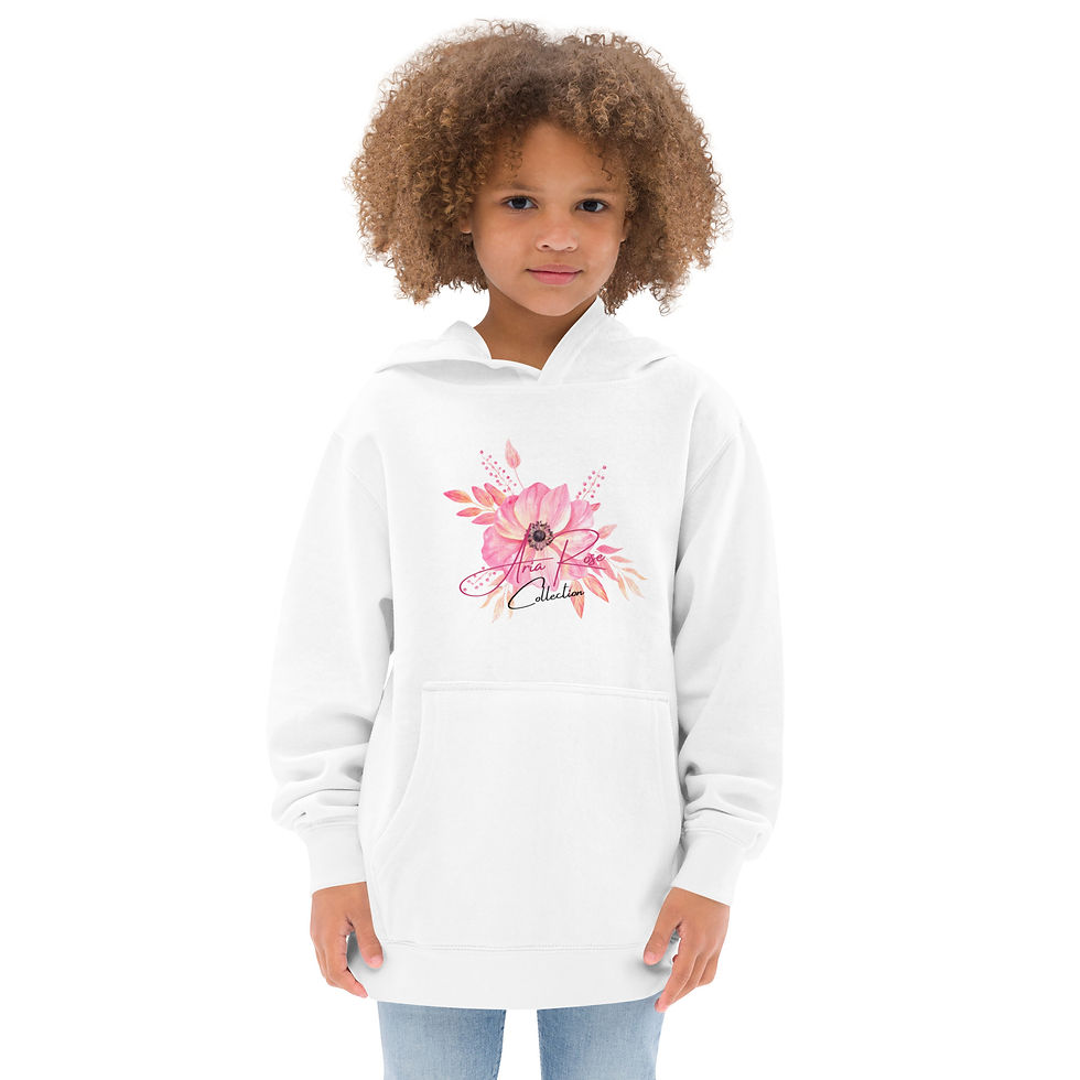 Thumbnail: Aria Rose Pink Flower Kids Fleece Hoodie