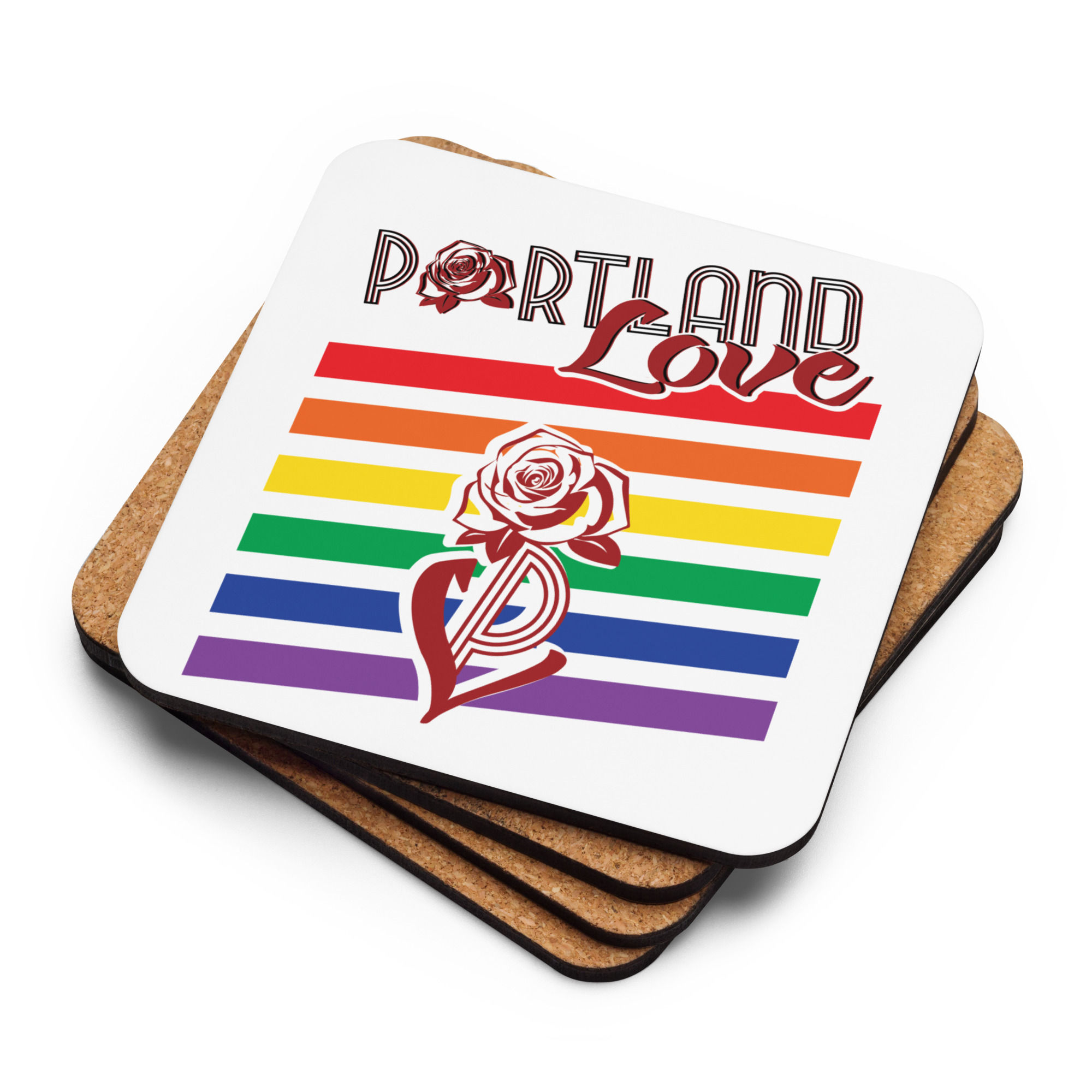 Portland Love Rainbow Cork-back Coaster