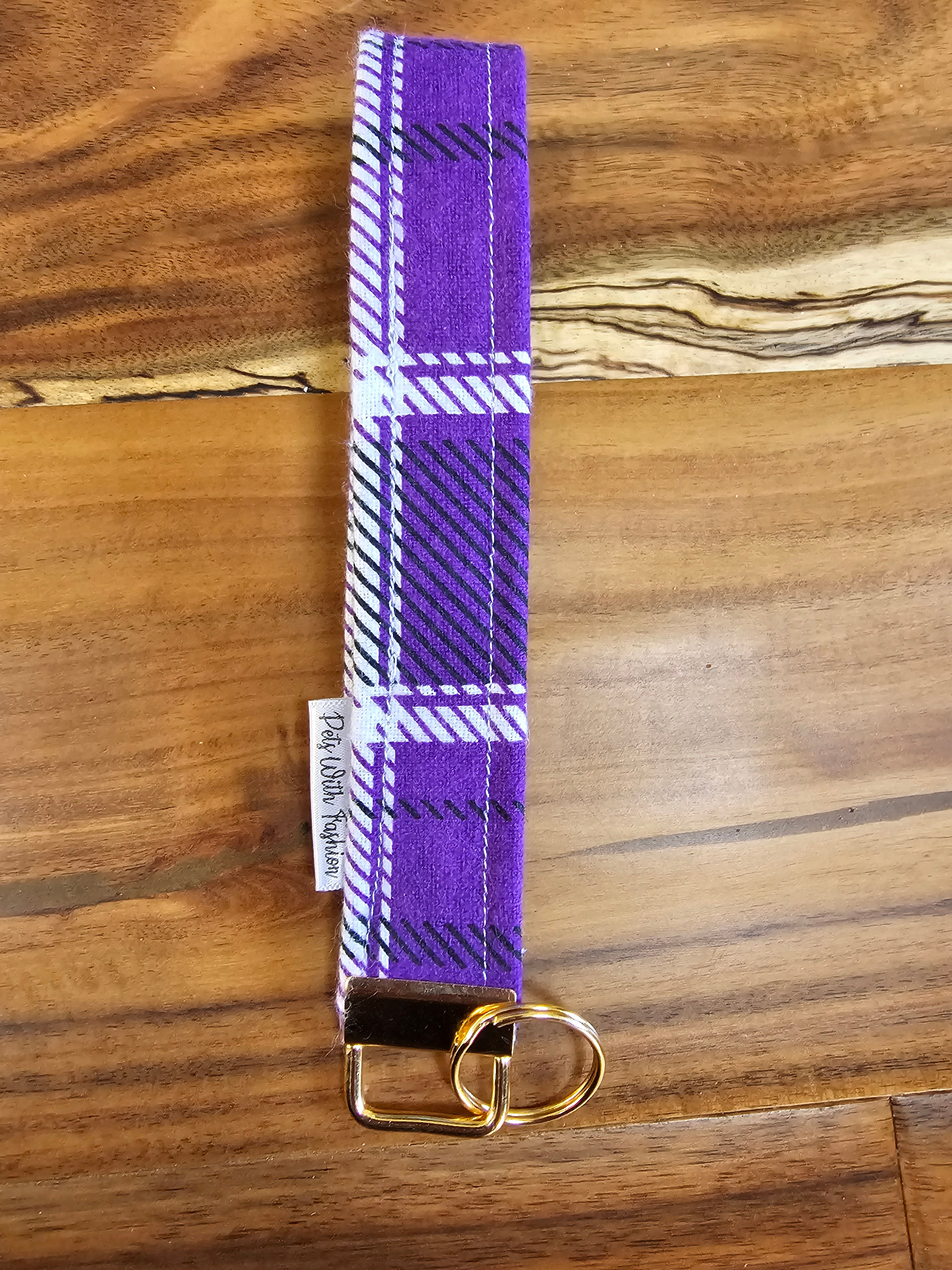 Purple Plaid Keychain 