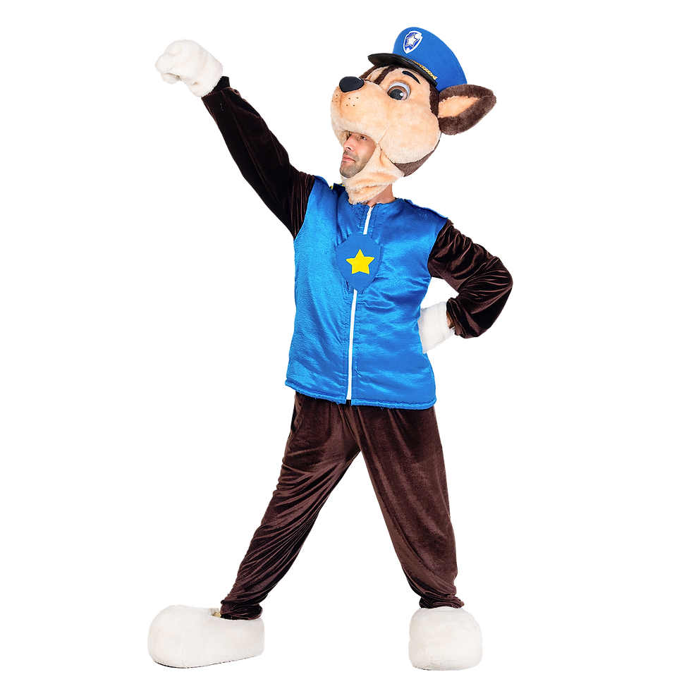 Cheerful police pup Chase brings order, friendly gestures, and calm missions perfect for small kids' events.