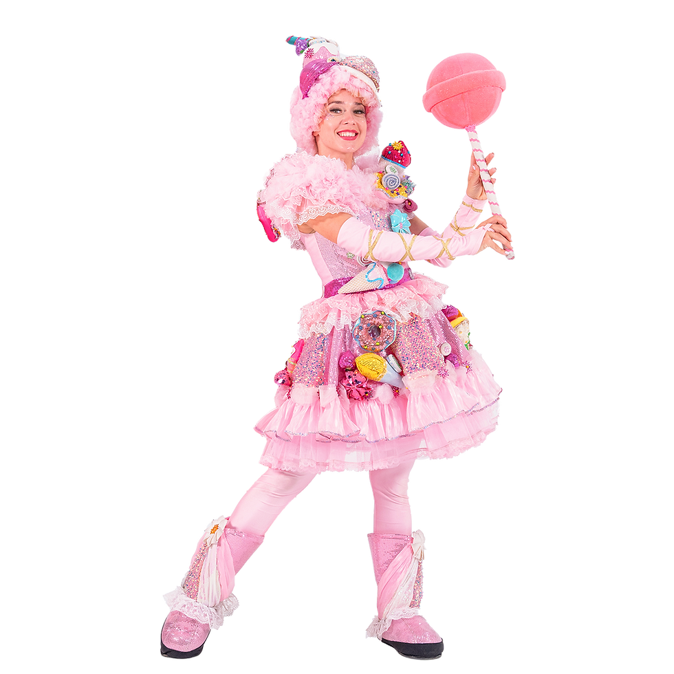 Sweet-themed Candy Girl leads dance games, candy quests, and playful challenges, filling parties with energy and interactive fun in Los Angeles.