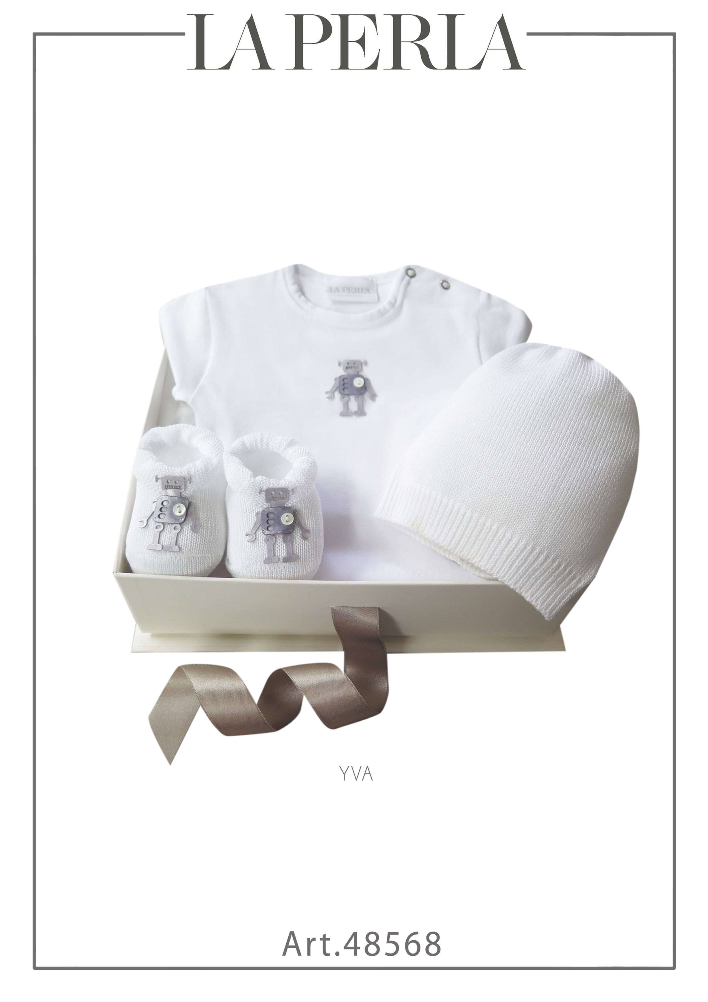 La Perla - Giftbox Robot Bootees & Beanie & Body Set