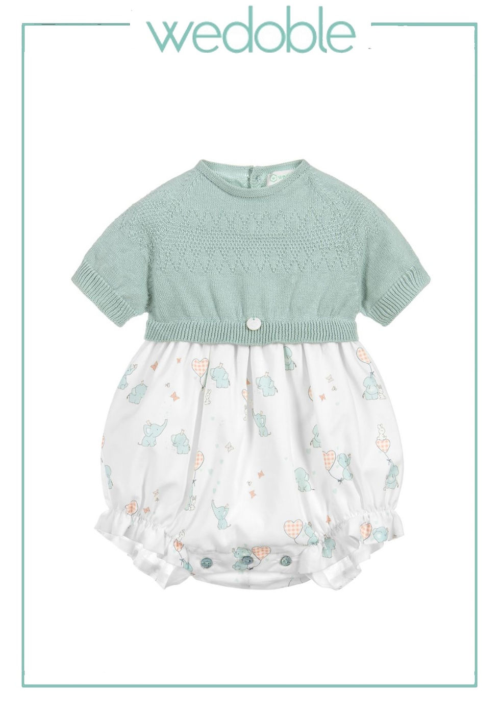 Girls 'Little Elephant' Green Knitted Bodysuit