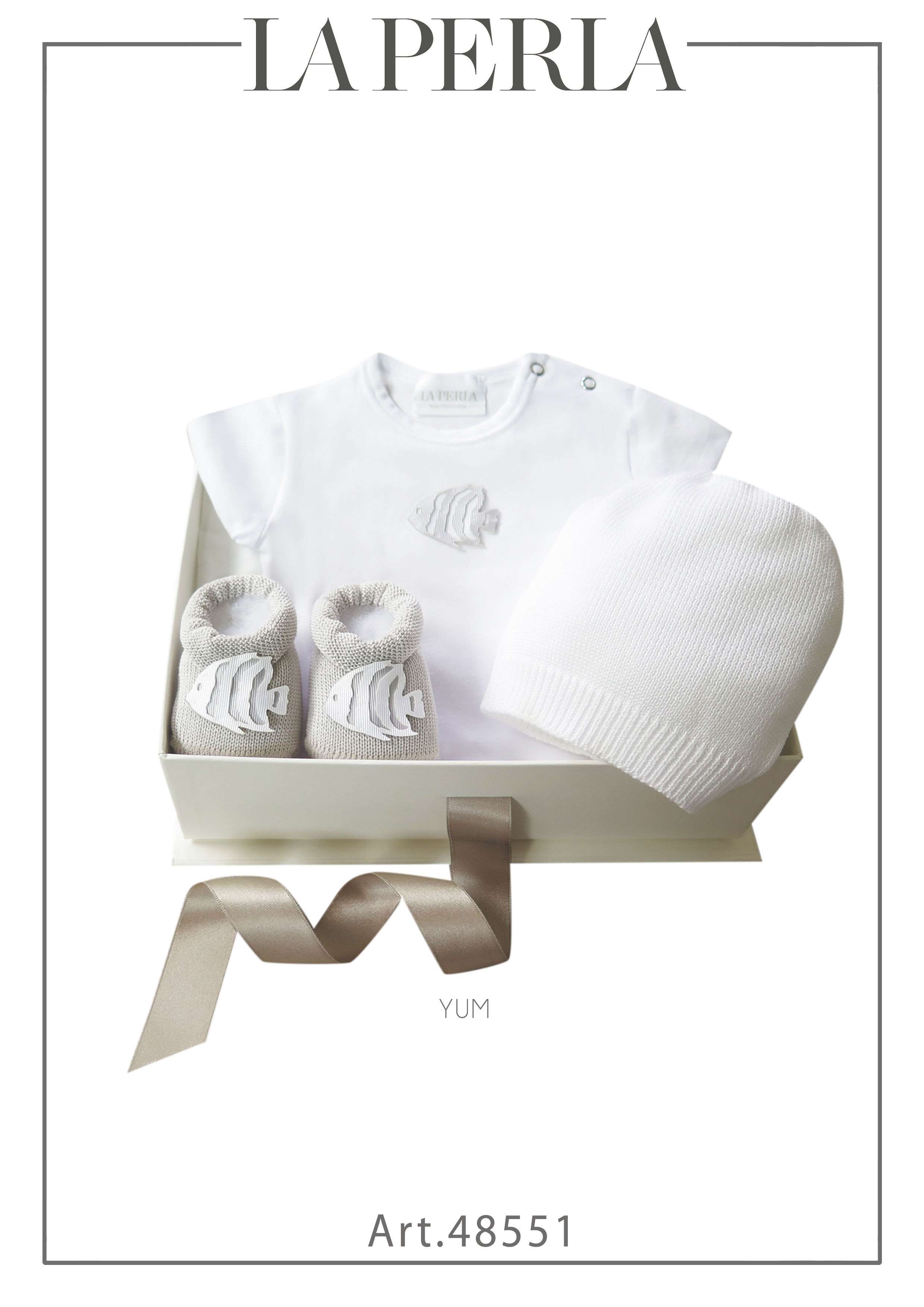 La Perla - Giftbox Fish Bootees & Beanie & Body Set