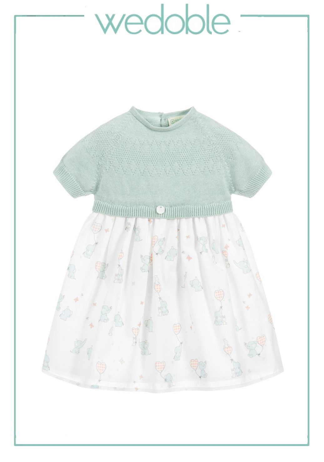 Girls 'Little Elephant' Green Knitted Dress