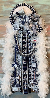 Navy Silver and White Junior HOCO mum