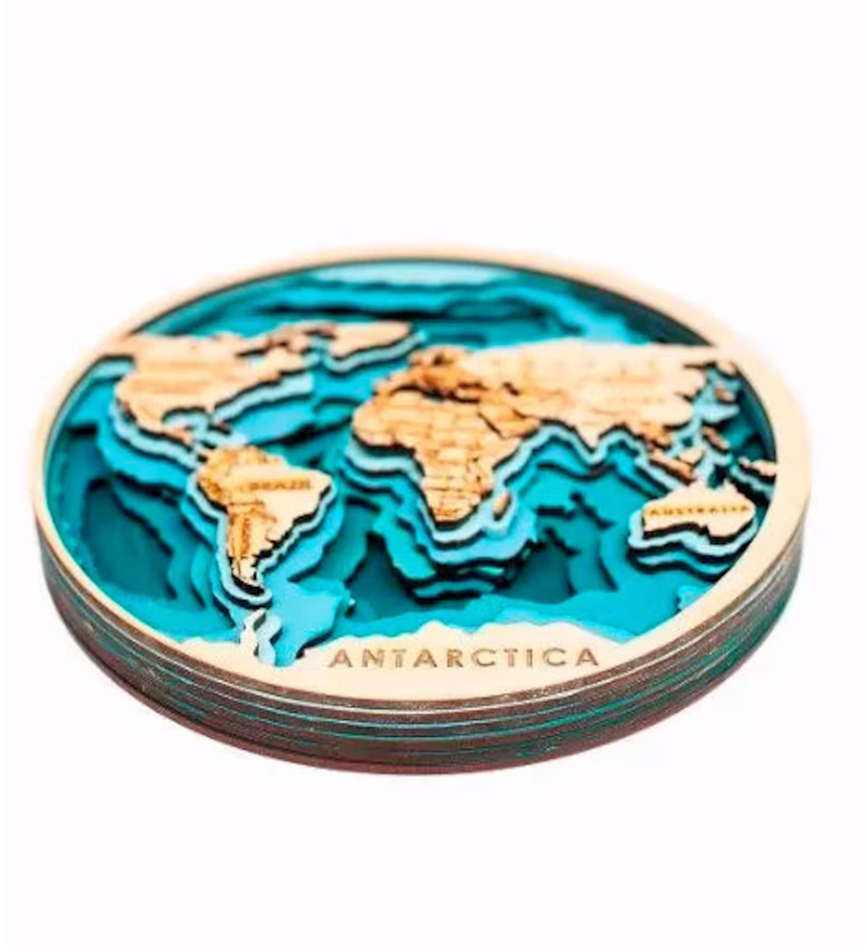 Thumbnail: 3D Layered World Map Wood Map Wall Decor Educational Handmade Handcrafted
