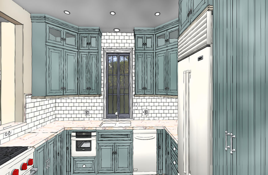 one-story layout, CAD designed home, kitchen, home design, home render