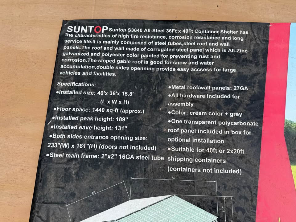 Thumbnail: 36' x 40' x 19' S3640 Metal Container Shelter