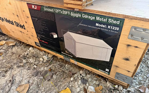 ケンクラフト B582M コンペティション　ツーピース KJ 12' x 20' Cream Color Metal Storage Building | S&S Equipment Sales