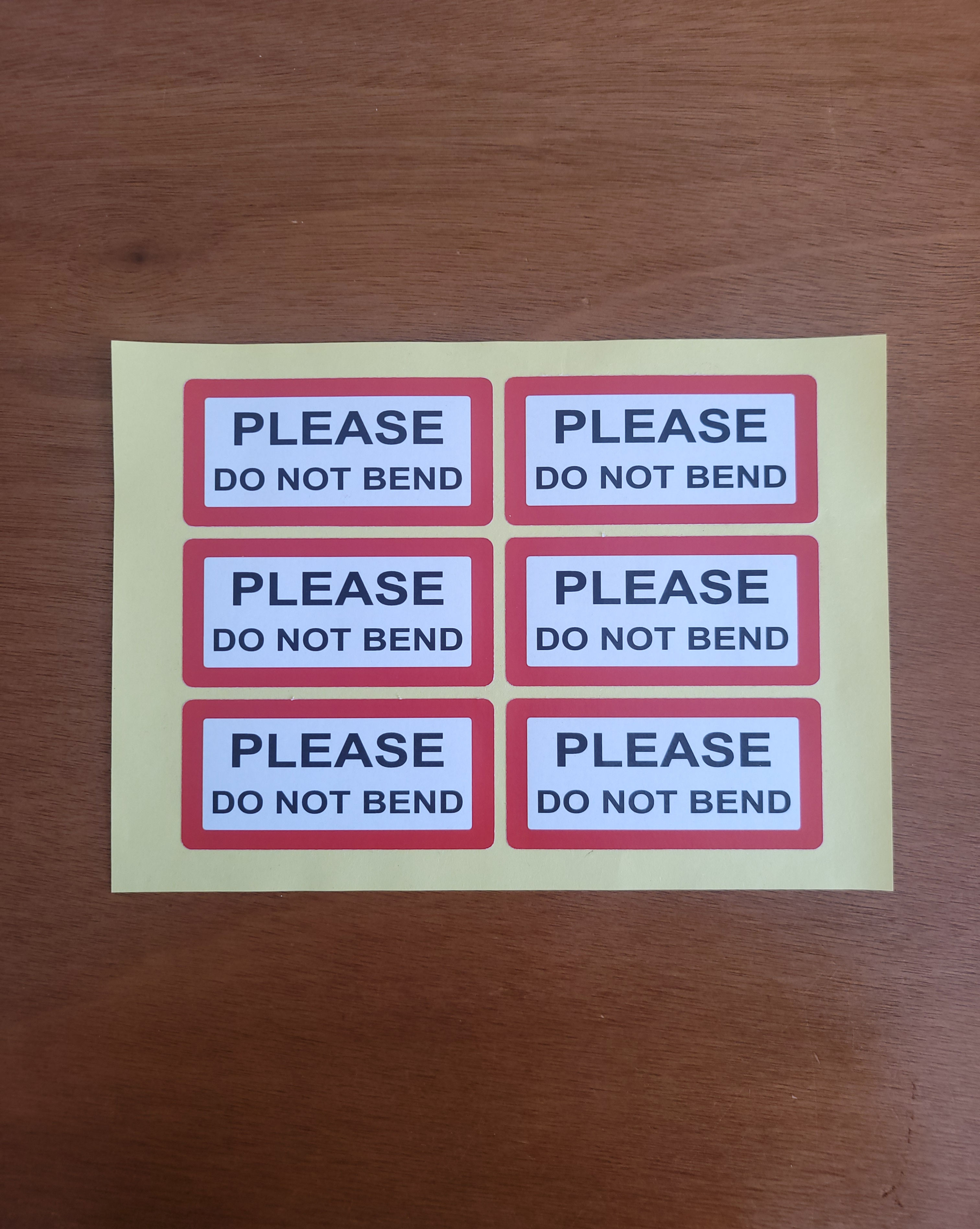 please do not bend labels