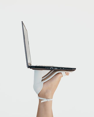 Laptop Balancing on High Heels