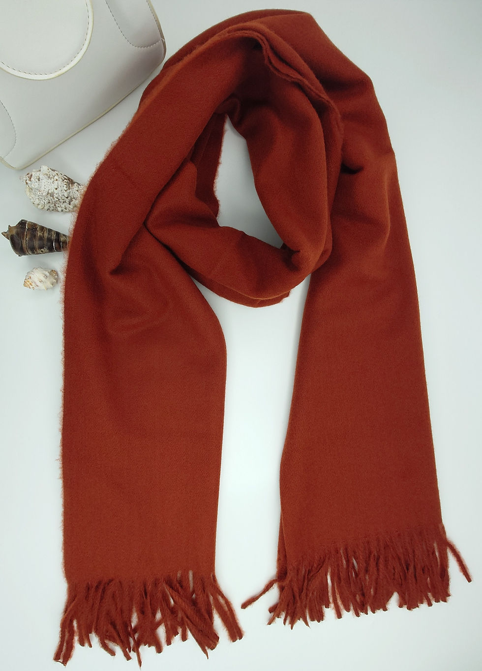 Thumbnail: MutluHan Turkish Cashmere Shawl – 100% Wool Solid Design | Coral Red