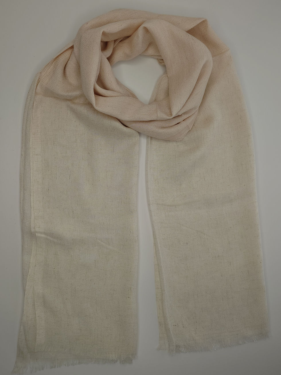 Thumbnail: MutluHan Soft Minimal Stripes Shawl %100 Organic Cotton Beige and Off-White