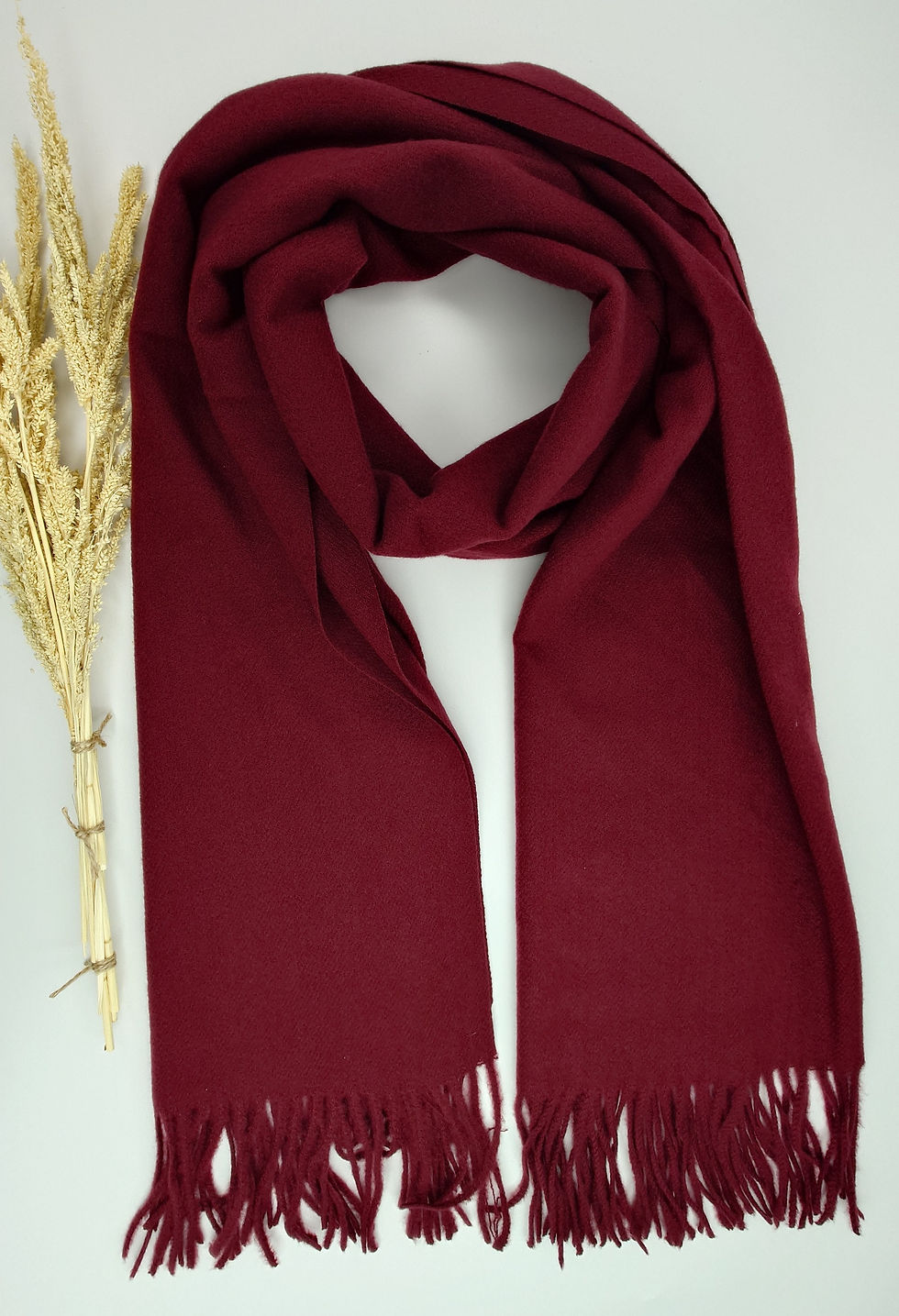 Thumbnail: MutluHan Turkish Cashmere Shawl – 100% Wool Solid Design | Burgundy