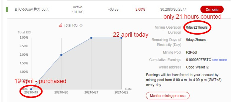 Mining Operation Duration does not change