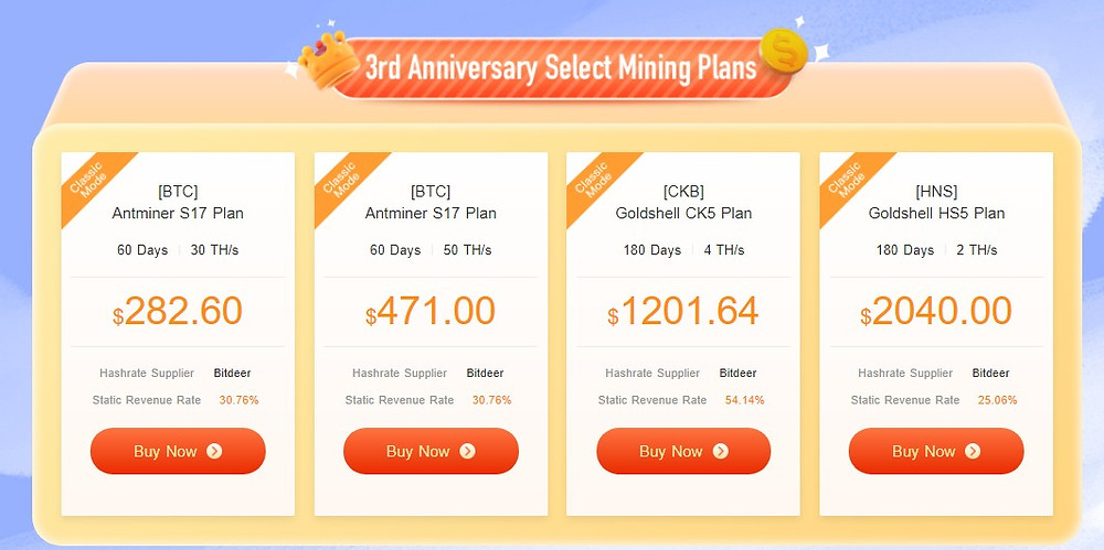 65 days, 30 and 50 TH/s of BTC Cloud Mining