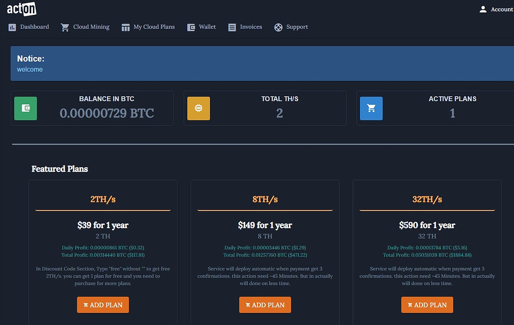 acton cloud mining free hashrate