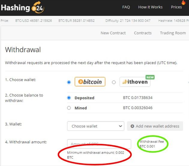 hashing24 withdrawal
