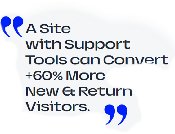 a site with support tools can convert +60% more new & return visitors quote