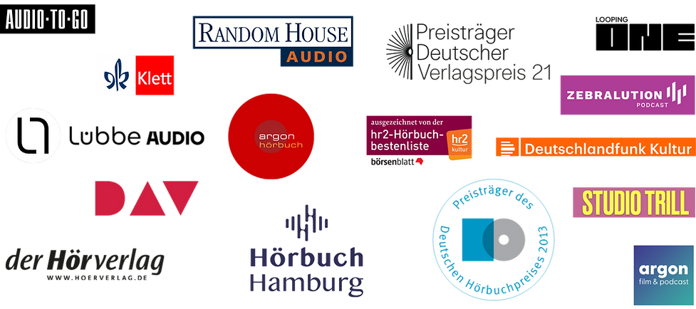 Buchfunk wurde mit dem Deutschen Hörpuchpreis 2013 ausgezeichnet und mehrfach nominiert, ist Preisträger des Deutschen Verlagspreises 2021 und mehr auf der hr2-Hörbuchbestenliste vertreten. Unsere Partnerverlage sind u.a. Argon Verlag, Audio-to-go, DAV, Deutschlandfunk, Hörbuch Hamburg, der Hörverlag, Klett, Looping One, Lübbe Audio, Penguin Random House Verlagsgruppe, Studio Trill, Zebralution
