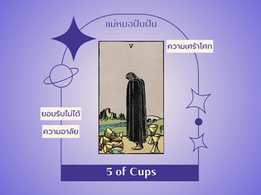 ความหมายไพ่ทาโรต์  5 of Cups ห้าถ้วย