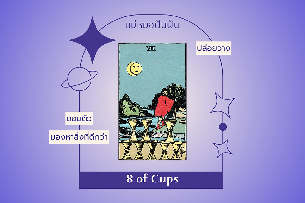 ความหมายไพ่ทาโรต์ 8 of Cups (8 ถ้วย)