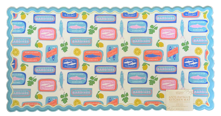 Sardines Kitchen Mat by Courtney Graben