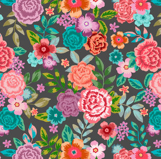 Floral Complex Textile Print Design.