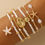 Miniature : Vintage Seed Bead Stacked Bracelet Set Starfish Shell Embellishment Bracelets El