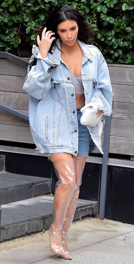 Kim Kardashian wearing Yeezy Season 4 boots