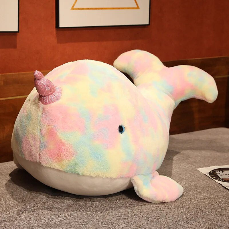 Rainbow Whale Plush Pillow